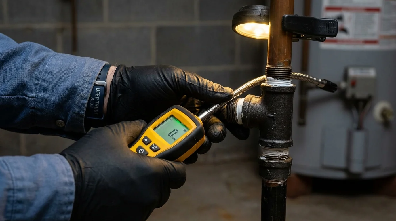 Gas leak detection with electronic sniffer by Johns Plumbing LLC in Meridian